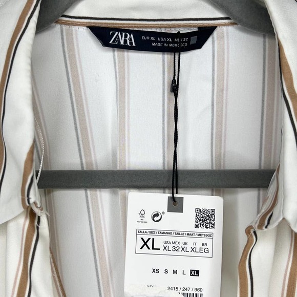 ZARA NWT Striped Ecru Draped Wrap Dress Midi Length Business Casual Size XL - Picture 9 of 13